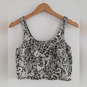 3/$30 Poetry Black & Cream Paisley Cropped Tank